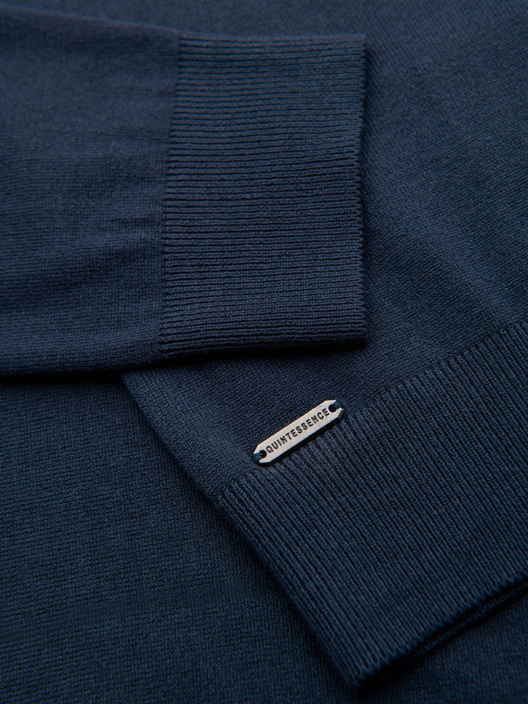 Ombre Clothing Férfi kötött pulóver strukturált pöttyökkel - sötétkék Ombre ruházat