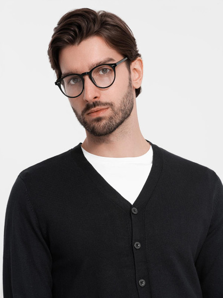 Ombre Clothing Férfi kötött pulóver strukturált pöttyökkel - sötétkék Ombre ruházat