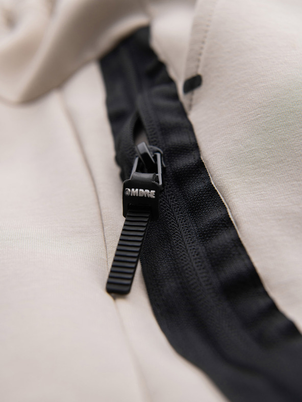 Ombre Clothing Férfi tréningnadrág bordázott mandzsettával és díszes cipzárral - homok Ombre Clothing