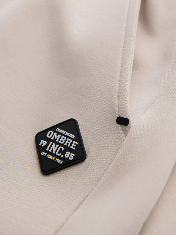 Ombre Clothing Férfi tréningnadrág bordázott mandzsettával és díszes cipzárral - homok Ombre Clothing