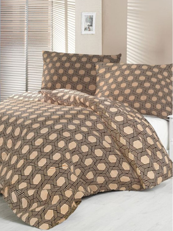 Kvalitex Luxury Collection szatén francia hosszabbított ágynemű 1+2, 240x220, 70x90cm Carero bézs Kvalitex