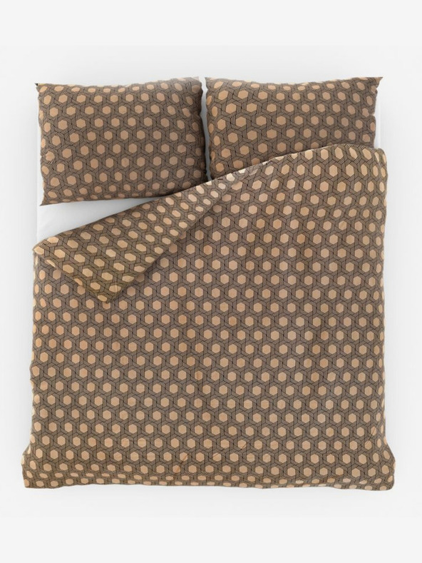 Kvalitex Luxury Collection szatén francia hosszabbított ágynemű 1+2, 240x220, 70x90cm Carero bézs Kvalitex