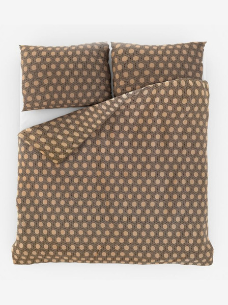 Kvalitex Luxury Collection szatén francia hosszabbított ágynemű 1+2, 240x220, 70x90cm Carero bézs Kvalitex