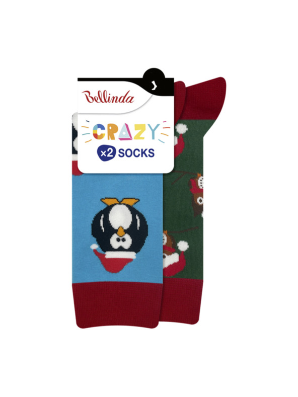 Bellinda CRAZY SOCKS 2x - Vidám zokni 2 pár - világoskék - zöld