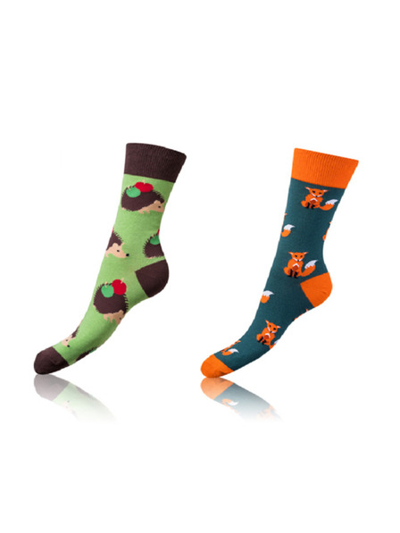 Bellinda CRAZY SOCKS 2x - Vidám zokni 2 pár - narancs - világoszöld