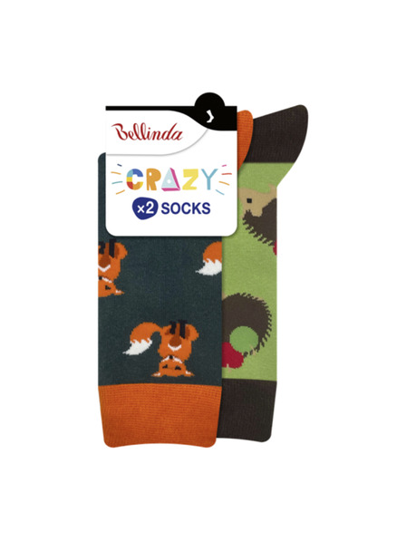 Bellinda CRAZY SOCKS 2x - Vidám zokni 2 pár - narancs - világoszöld