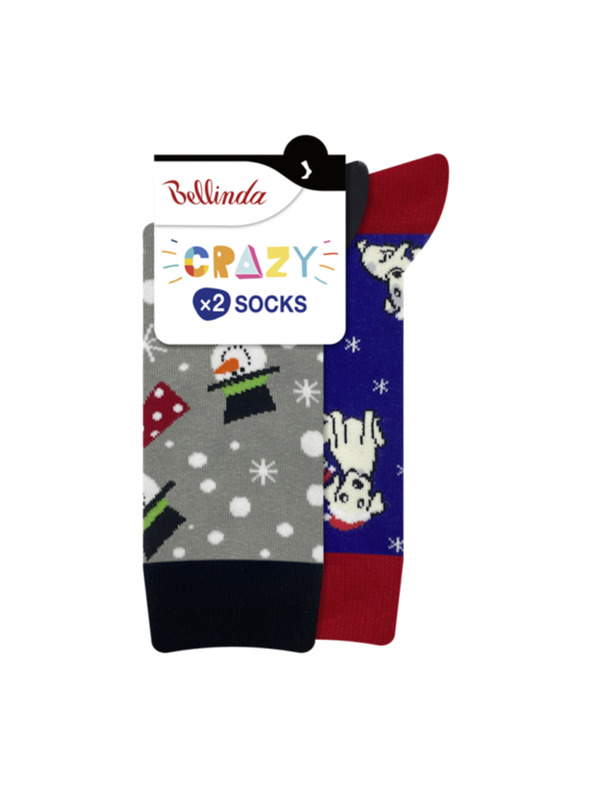 Bellinda CRAZY SOCKS 2x - Vidám zokni 2 pár - szürke - kék