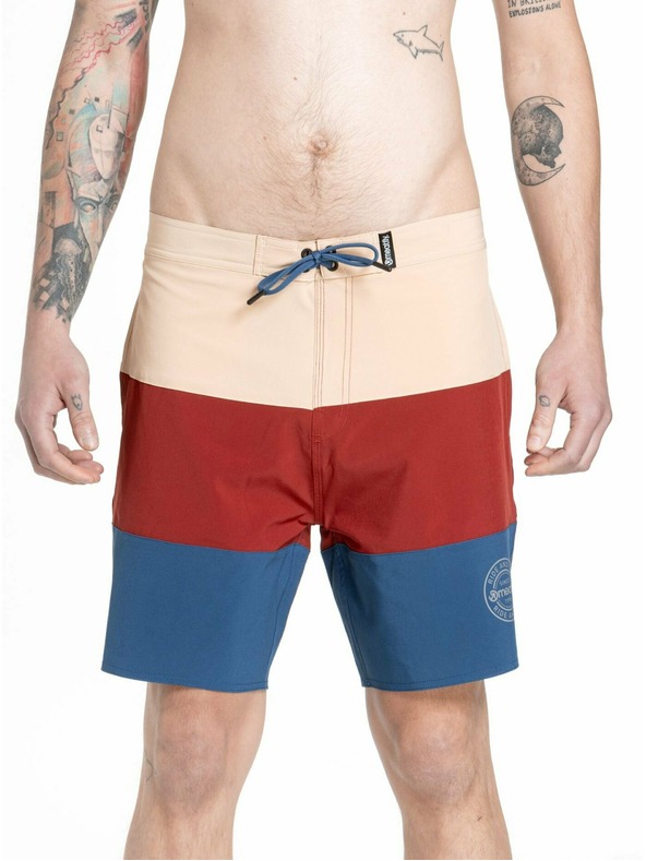 Meatfly Meatfly férfi fürdőnadrág Ernie Boardshorts 19" Navy / Latte | Kék | Méret