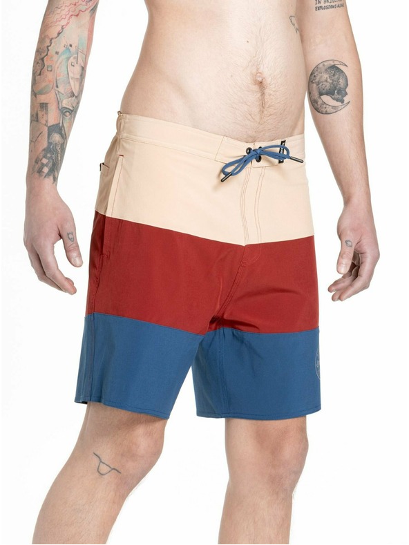 Meatfly Meatfly férfi fürdőnadrág Ernie Boardshorts 19" Navy / Latte | Kék | Méret