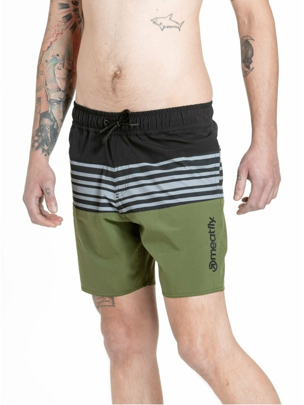 Meatfly Meatfly férfi fürdőnadrág Keith Boardshorts 17" Olívazöld / Fekete | Zöld | Méret