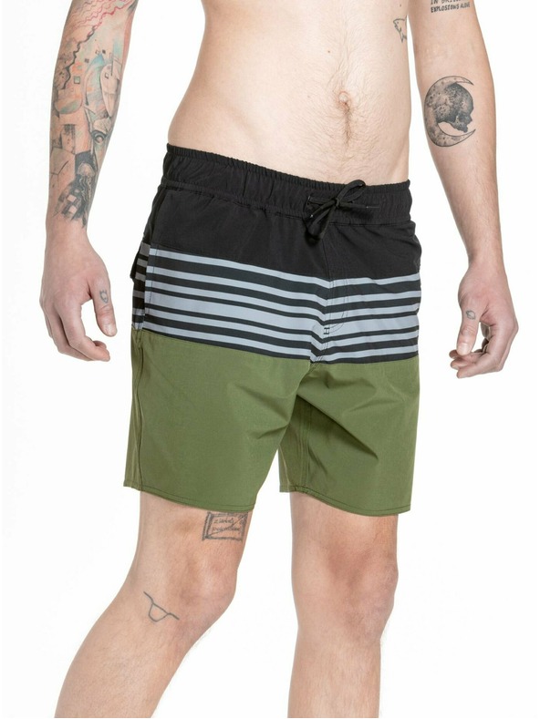 Meatfly Meatfly férfi fürdőnadrág Keith Boardshorts 17" Olívazöld / Fekete | Zöld | Méret