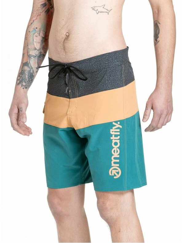 Meatfly Meatfly férfi fürdőnadrág Mitch Boardshorts 21" Kígyózöld / Teve | Zöld | Méret