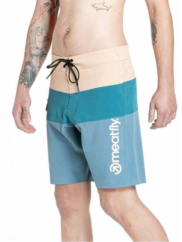 Meatfly Meatfly férfi fürdőnadrág Mitch Boardshorts 21" Palakék / Latte | Kék | Méret