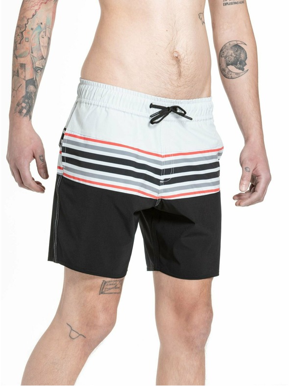 Meatfly Meatfly férfi fürdőnadrág Keith Boardshorts 17" Világosszürke / Piros Narancs | Szürke | Méret