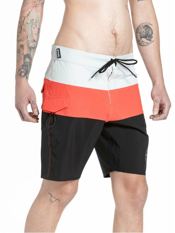 Meatfly Meatfly férfi fürdőnadrág Mitch Boardshorts 21" Piros Narancs / Fekete | Piros | Méret