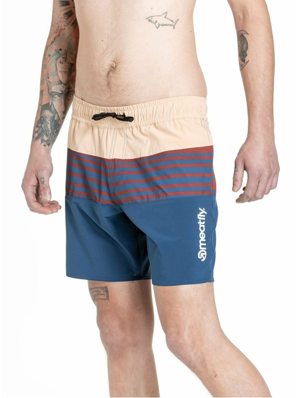 Meatfly Meatfly férfi fürdőnadrág Keith Boardshorts 17" Navy / Latte | Kék | Méret
