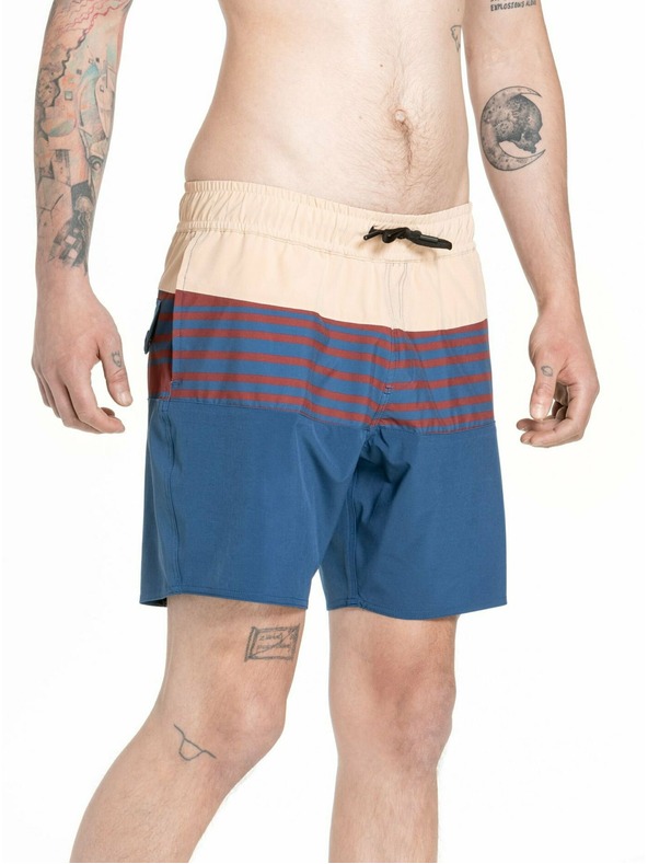 Meatfly Meatfly férfi fürdőnadrág Keith Boardshorts 17" Navy / Latte | Kék | Méret