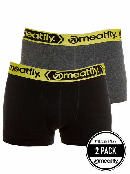 Meatfly Meatfly férfi boxeralsó Balboa Boxershorts dupla csomag Szürke Melange/Fekete | Fekete | Méret