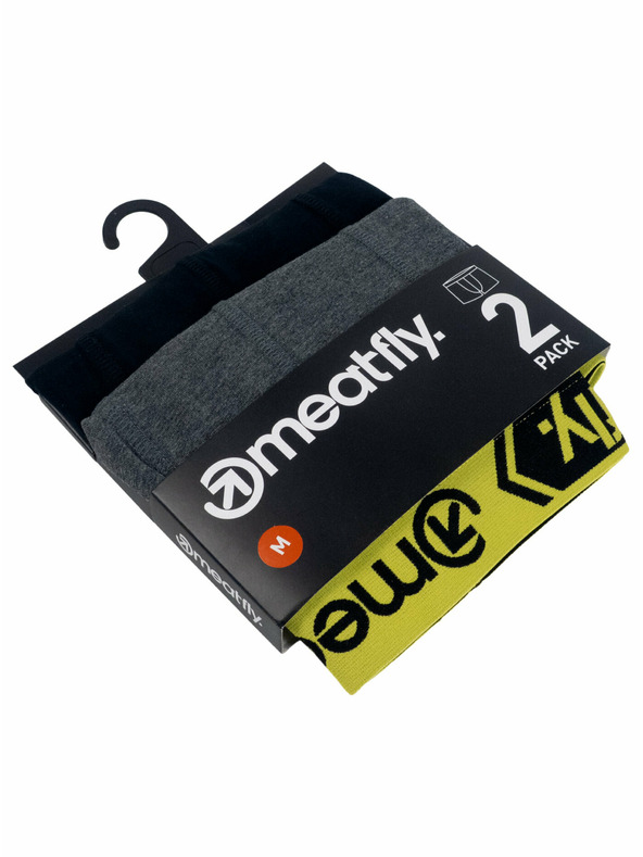 Meatfly Meatfly férfi boxeralsó Balboa Boxershorts dupla csomag Szürke Melange/Fekete | Fekete | Méret