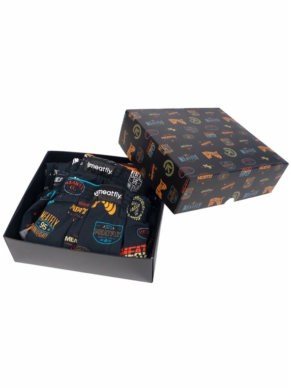 Meatfly Meatfly férfi alsónadrág Agostino Badges ajándékcsomag | Fekete | Méret