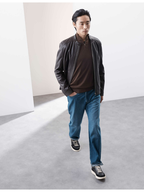 Marks & Spencer Merino wool short zip sweater Marks & Spencer brown