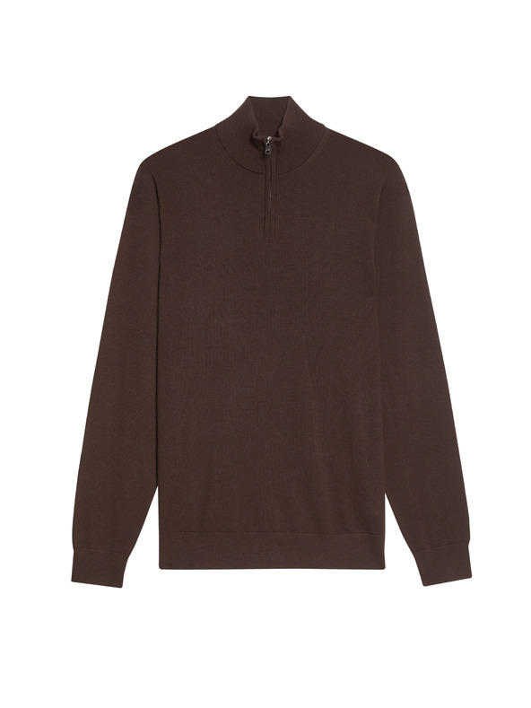 Marks & Spencer Merino wool short zip sweater Marks & Spencer brown