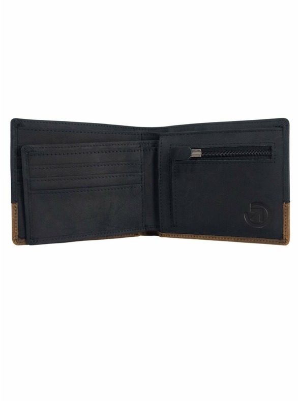 Meatfly Meatfly bőr pénztárca Eddie Premium Black/Oak | Fekete | Méret
