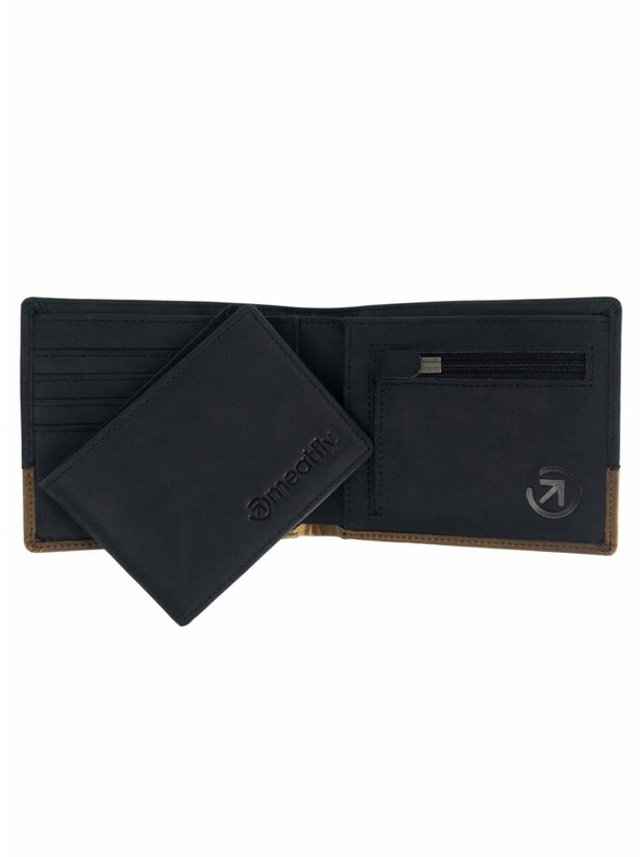 Meatfly Meatfly bőr pénztárca Eddie Premium Black/Oak | Fekete | Méret