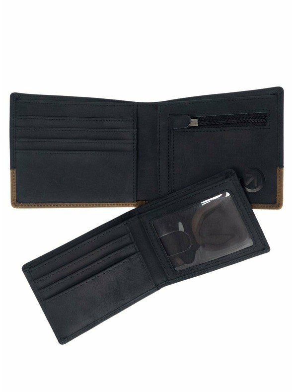 Meatfly Meatfly bőr pénztárca Eddie Premium Black/Oak | Fekete | Méret