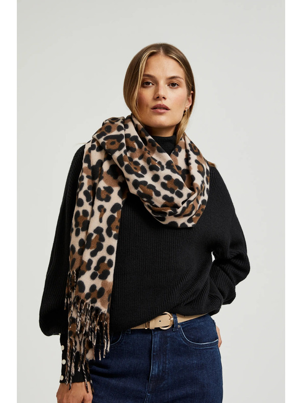 Moodo Bézs-barna mintás női sál Moodo