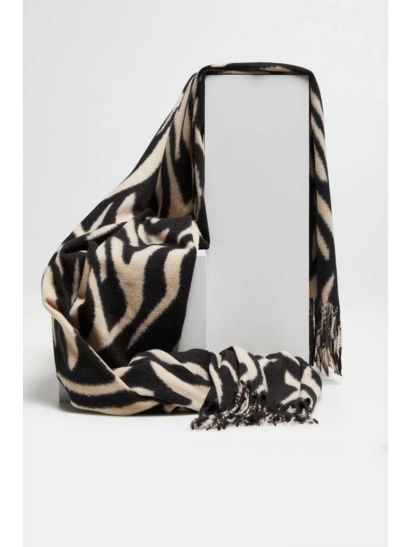 Moodo Krém-fekete mintás női sál Moodo