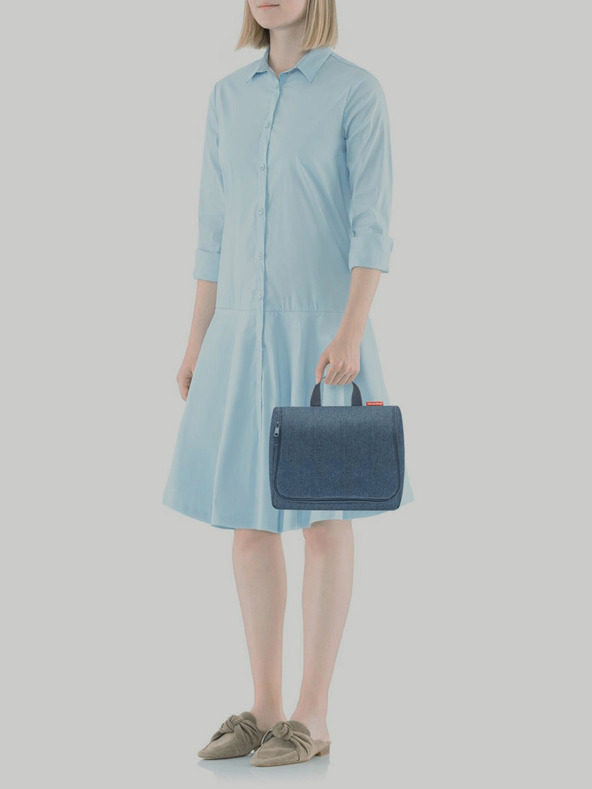 Reisenthel Sötétkék Reisenthel Toiletbag XL herringbone mintás kozmetikai táska