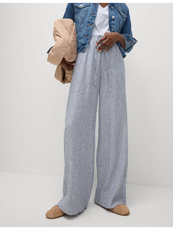 Marks & Spencer Bő szárú nadrág magas len tartalommal Marks & Spencer szürke