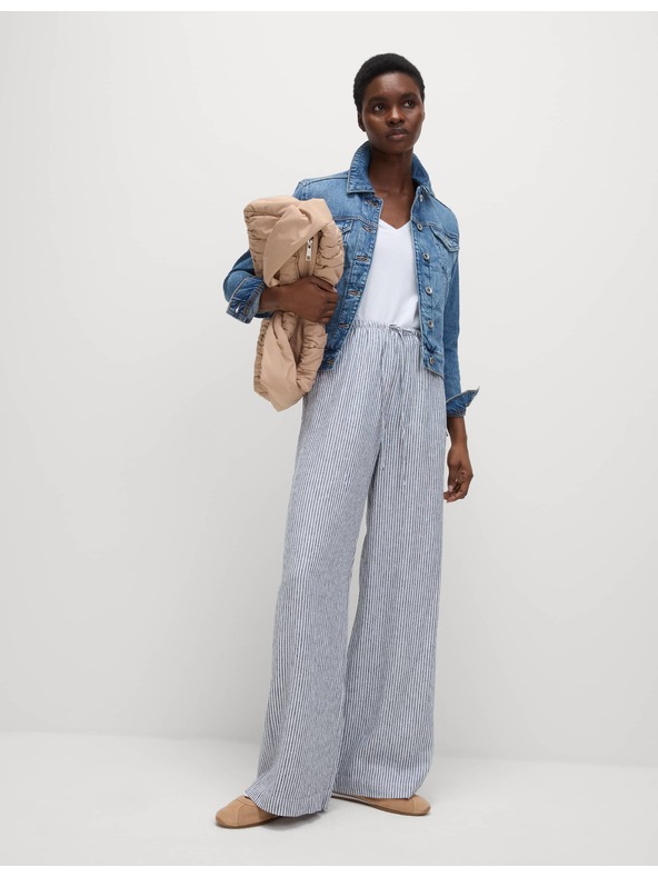 Marks & Spencer Bő szárú nadrág magas len tartalommal Marks & Spencer szürke