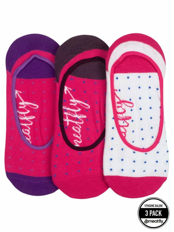Meatfly Meatfly Low Socks Triple Pack Fuchsia Dots | Purple | Size