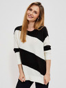 Moodo Fehér-fekete női pulóver Moodo