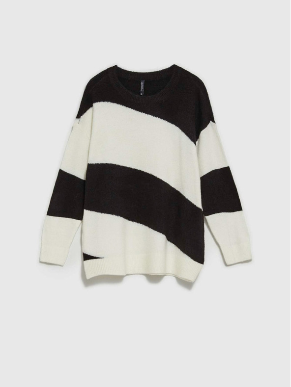 Moodo Fehér-fekete női pulóver Moodo