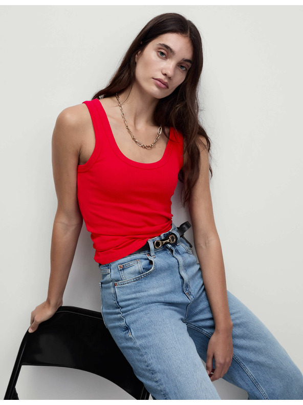 Marks & Spencer Bordázott ujjatlan felső magas pamuttartalommal Marks & Spencer piros