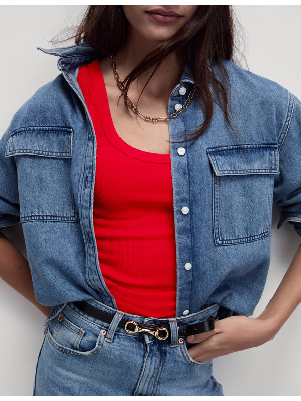 Marks & Spencer Bordázott ujjatlan felső magas pamuttartalommal Marks & Spencer piros