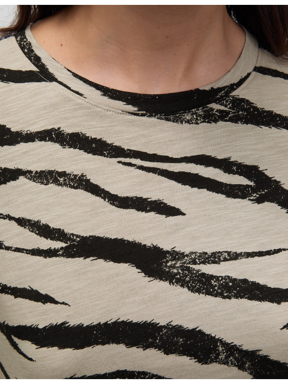 Marks & Spencer Mintás póló pamut-modal keverékből Marks & Spencer bézs