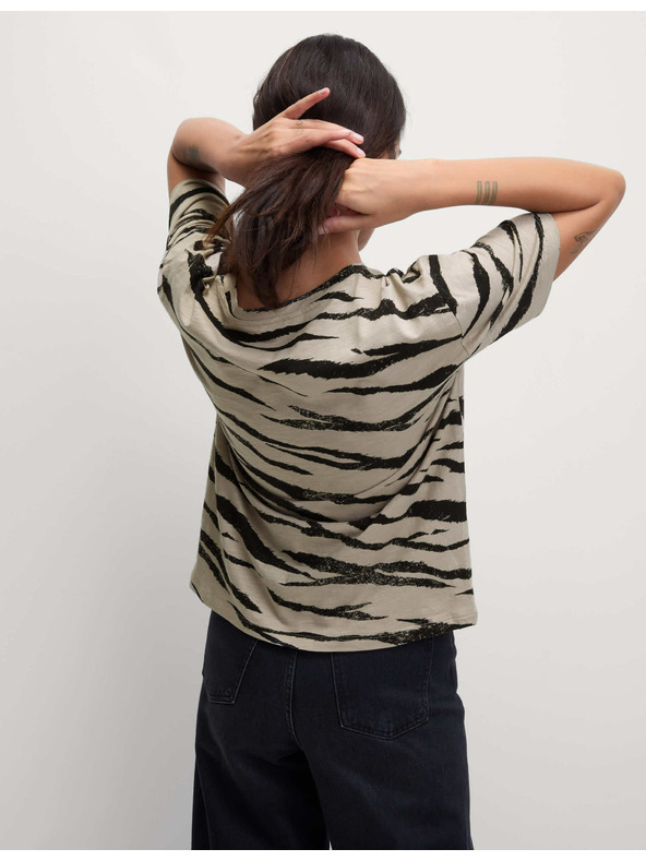 Marks & Spencer Mintás póló pamut-modal keverékből Marks & Spencer bézs