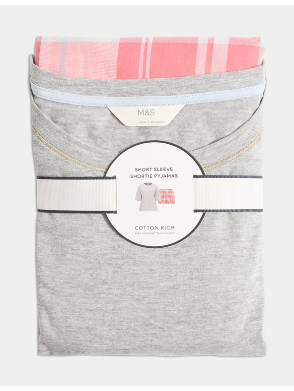 Marks & Spencer Short checkered set, made of pure cotton Marks & Spencer grey