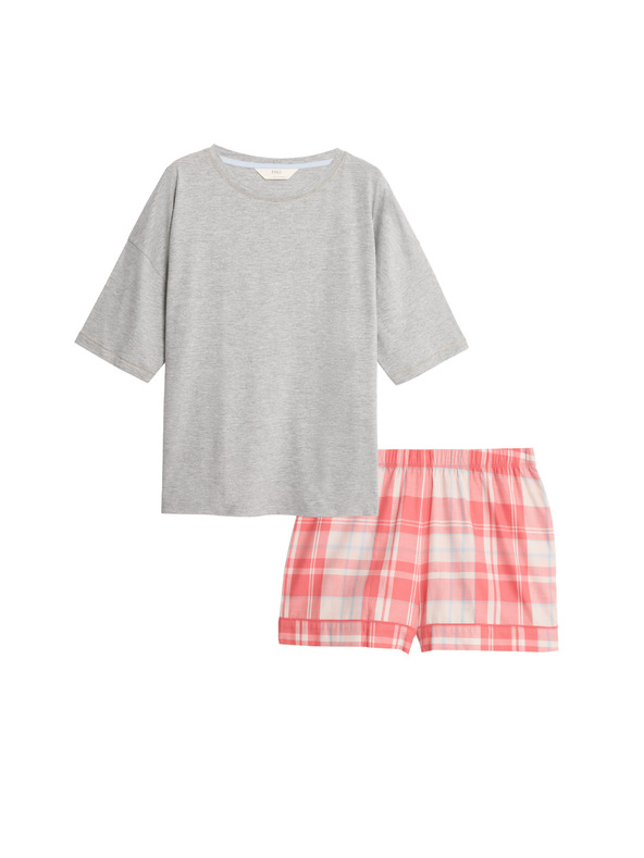 Marks & Spencer Short checkered set, made of pure cotton Marks & Spencer grey
