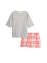 Marks & Spencer Short checkered set, made of pure cotton Marks & Spencer grey