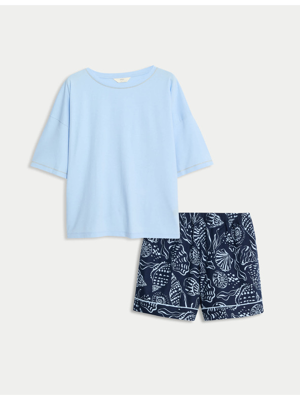 Marks & Spencer Short set with high cotton content and print Marks & Spencer blue