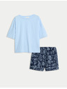 Marks & Spencer Short set with high cotton content and print Marks & Spencer blue