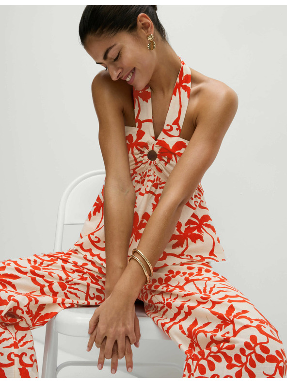 Marks & Spencer Tengerparti top 100% pamutból, mintázott Marks & Spencer piros