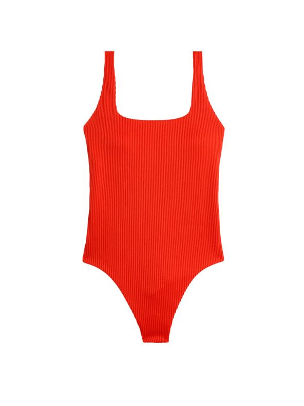 Marks & Spencer Texturált fürdőruha ovális nyakkivágással Marks & Spencer piros