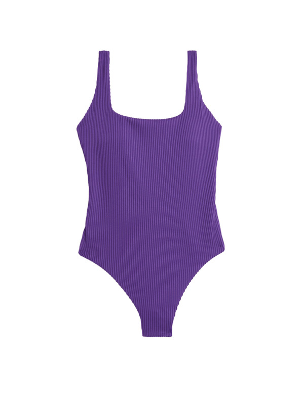 Marks & Spencer Marks & Spencer lila texturált fürdőruha ovális nyakkivágással