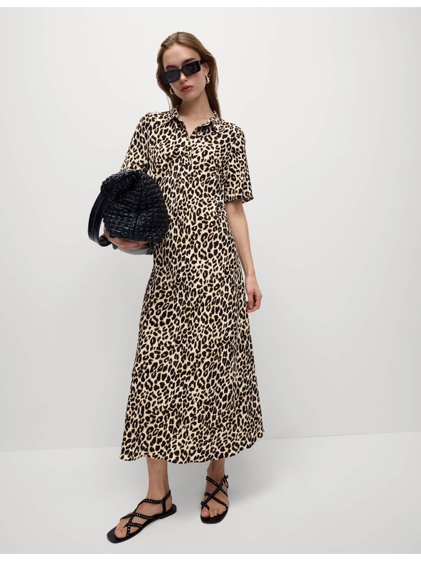 Marks & Spencer Marks & Spencer bézs ingruha midi hosszban, állat mintázattal